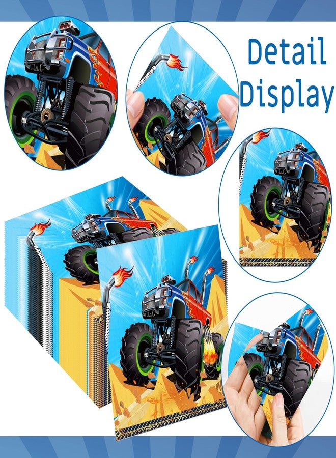 Roaring Good Time Monster Truck Party Napkins Monster Truck Birthday Party Supplies Fire Cars Napkins Dirty Bike Trucks Sign Race Car Theme Party Supplies Trucks Party Supplies Birthday Decorations 40 Pack​ ​ - Image 4